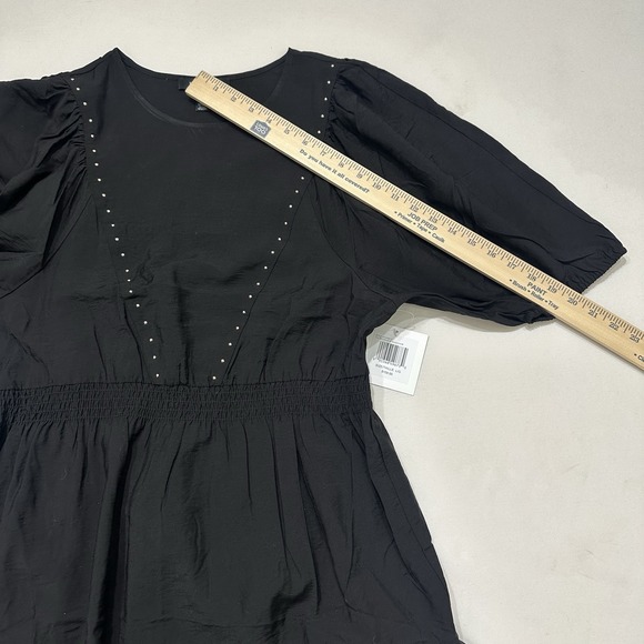 Ellen Tracy Womens Black Studded Crinkle Dress L Retail $109 NWT - Picture 9 of 10